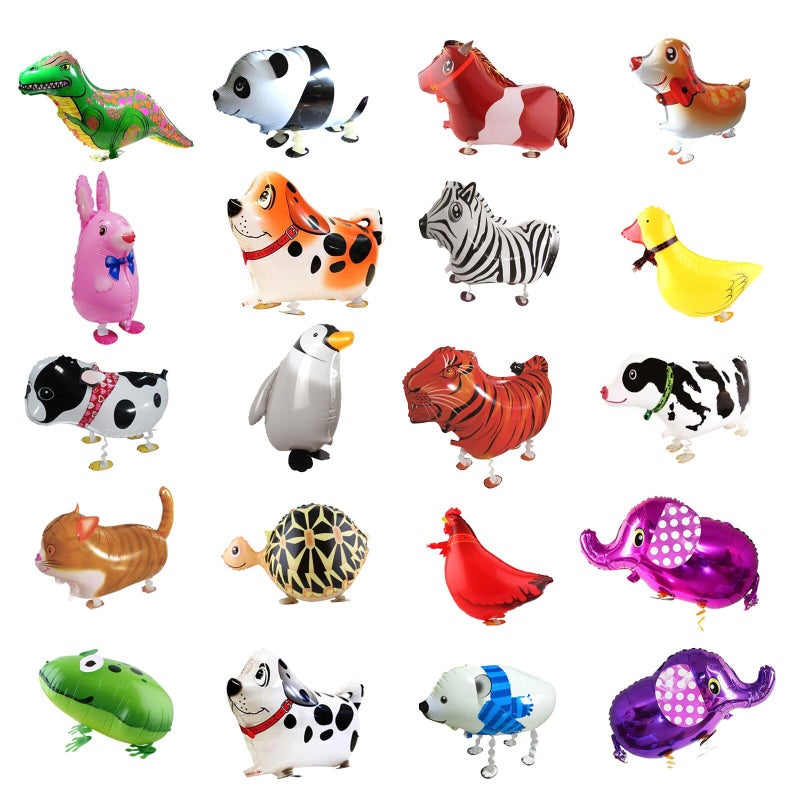 CUGBO 20Pcs Set Walking Animals Balloons Set, Pets Air Walker Balloons, Mylar Foil Helium Aluminum Balloon Kit for Kids Birthday Party Baby Shower Decor Children Gift - Image 1